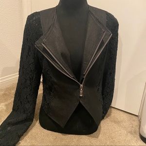 Black Jacket with Lace Detail, Silver Hardware (L)
